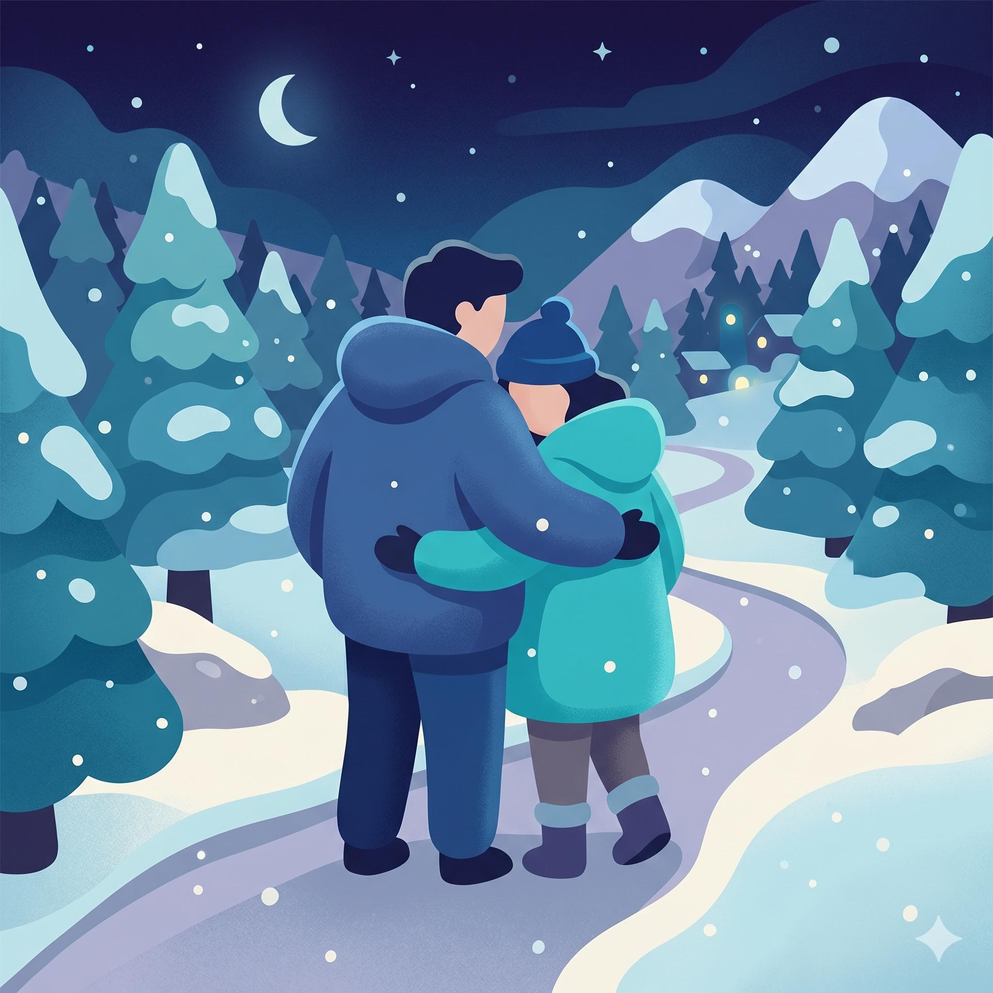 Foto de pareja en la nieve